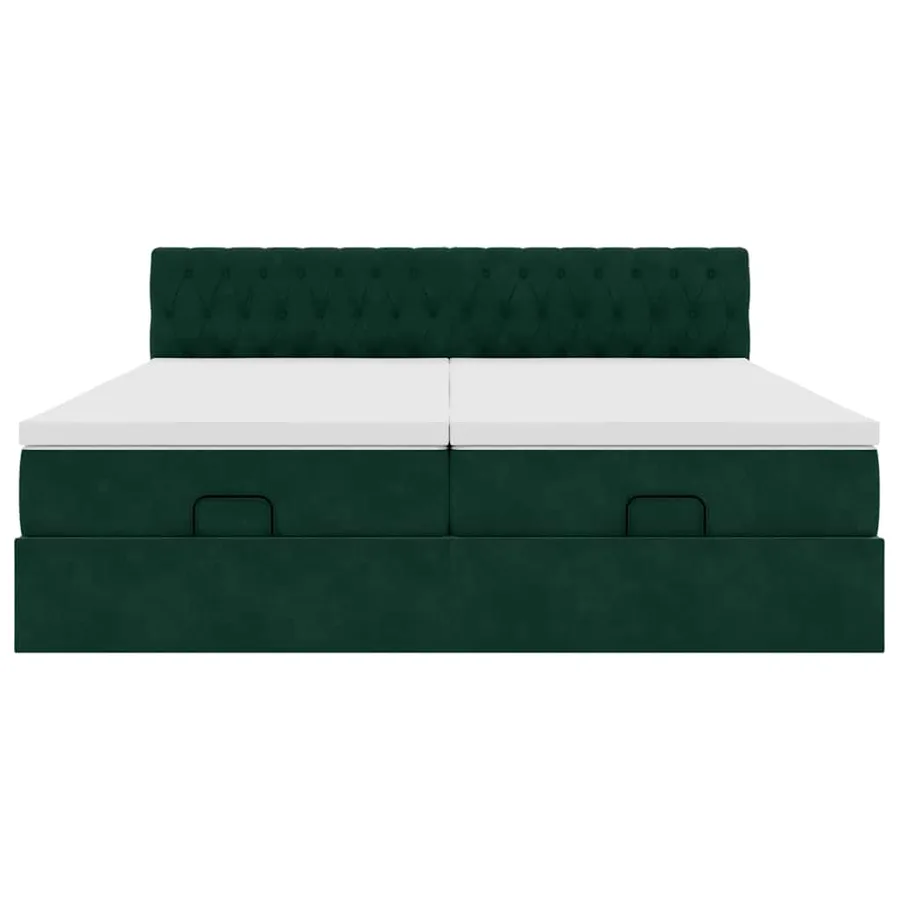 Cadre de lit ottoman avec matelas vert foncé 180x200cm velours - 8