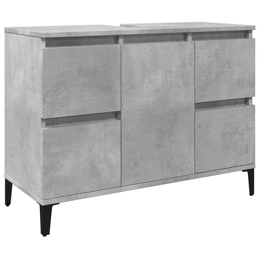 Ensemble de meubles de salle de bain 3 pcs gris béton - 8
