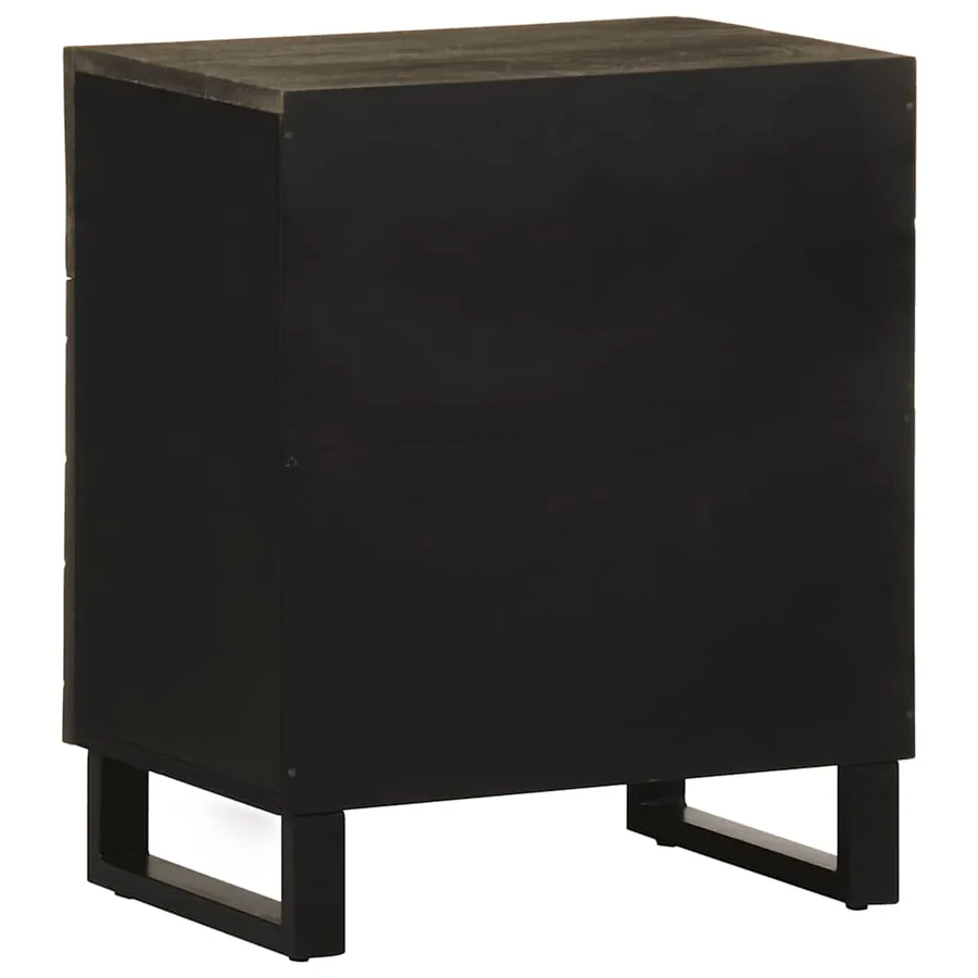 Table de chevet noir 50x33x60 cm bois de manguier massif - 5