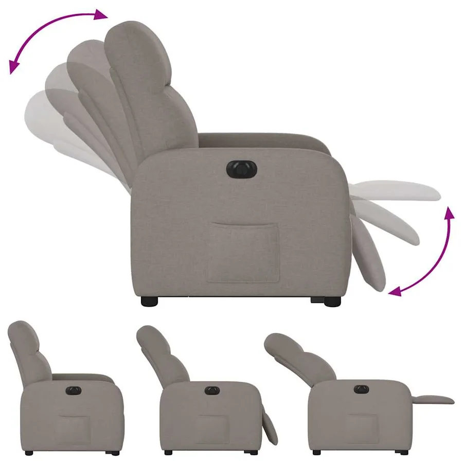 Fauteuil inclinable électrique taupe tissu - 10