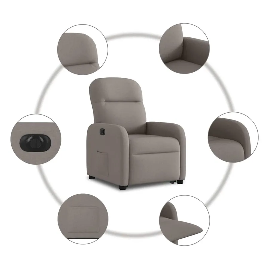 Fauteuil inclinable électrique taupe tissu - 11