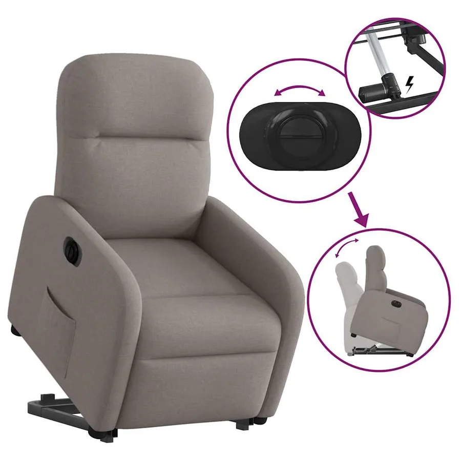 Fauteuil inclinable électrique taupe tissu - 8