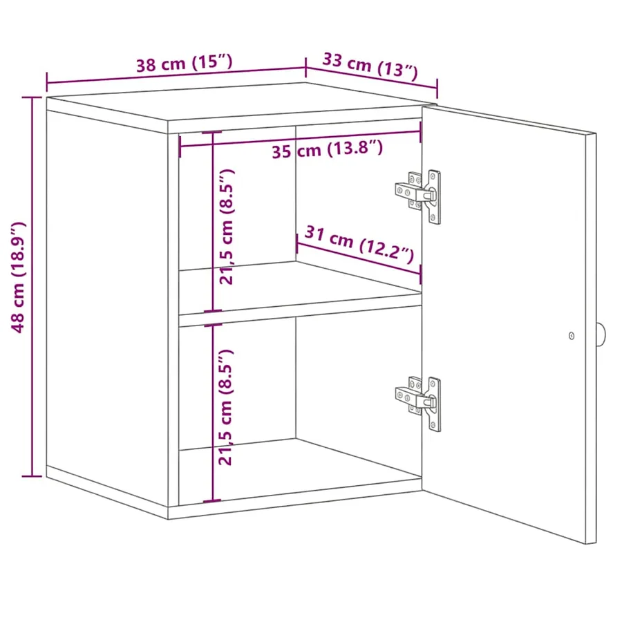 Armoire de salle de bain murale 38x33x48cm bois massif manguier - 11