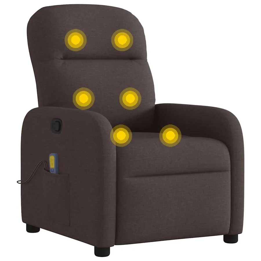 Fauteuil de massage inclinable Marron foncé Tissu - 6