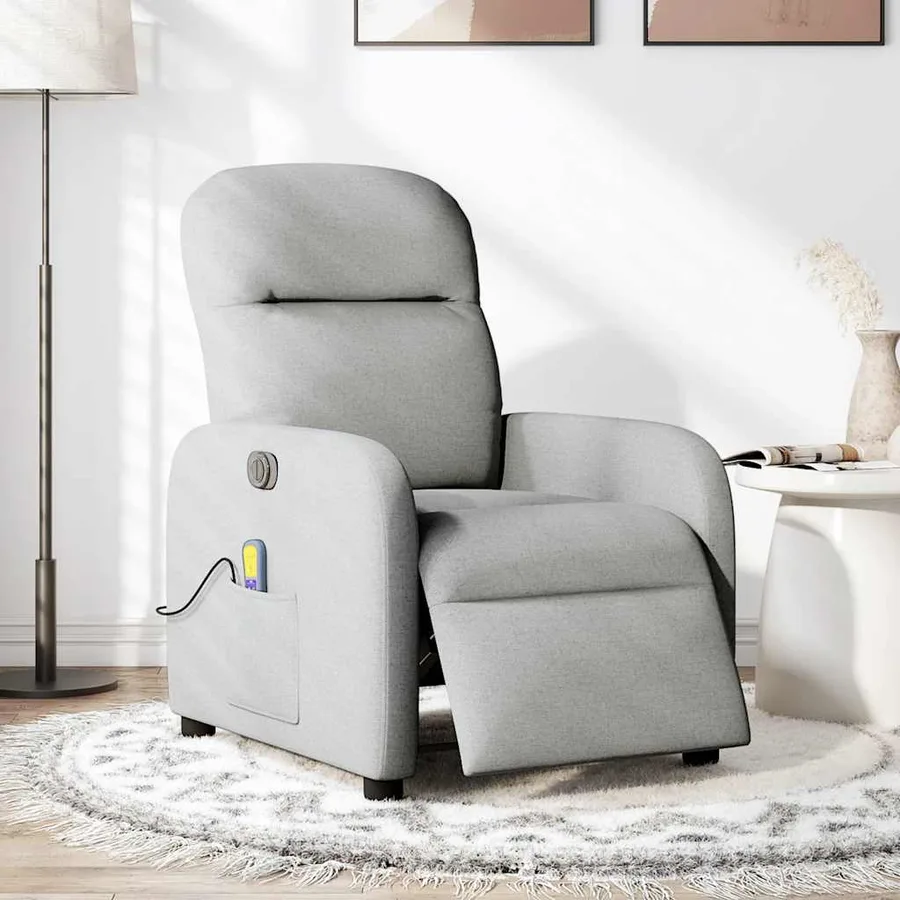 Fauteuil de massage inclinable électrique gris nuage tissu - 2