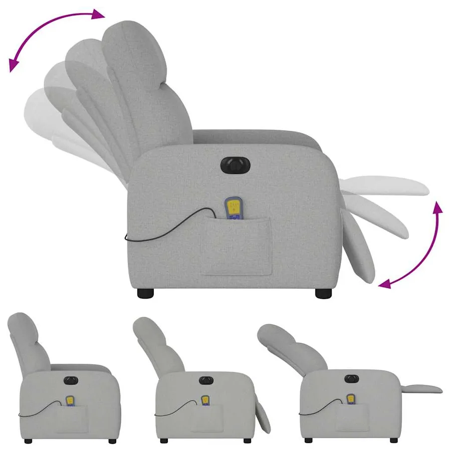 Fauteuil de massage inclinable électrique gris nuage tissu - 9