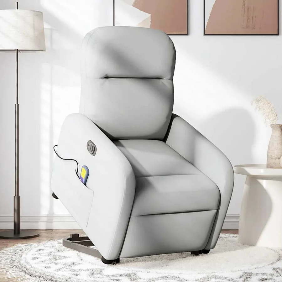 Fauteuil inclinable de massage électrique gris nuage tissu - 2