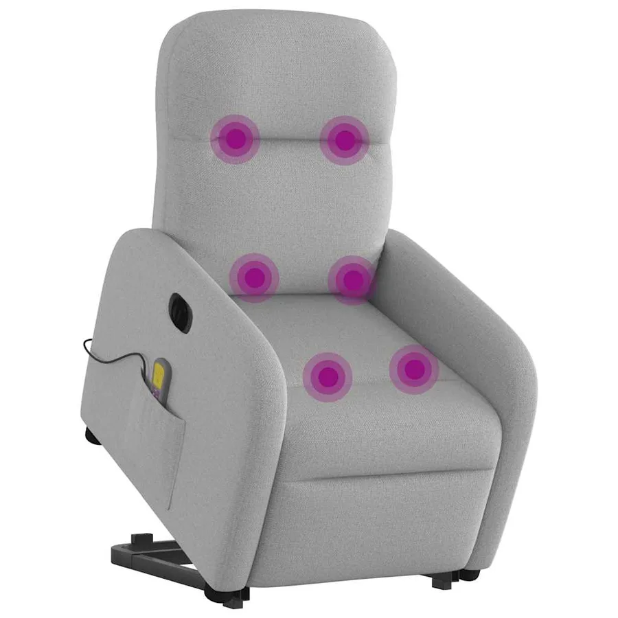 Fauteuil inclinable de massage électrique gris nuage tissu - 3