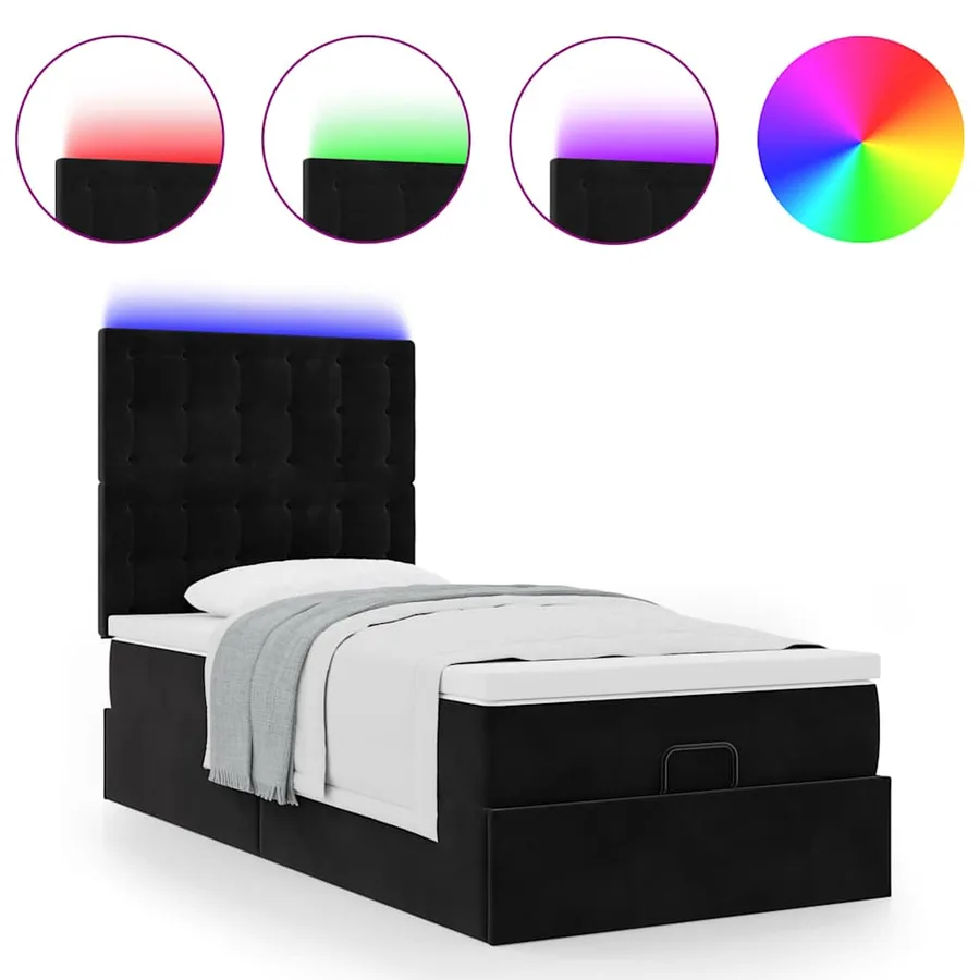 Cadre de lit ottoman avec matelas noir 90x190 cm velours - 5