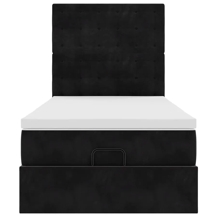 Cadre de lit ottoman avec matelas noir 90x190 cm velours - 8