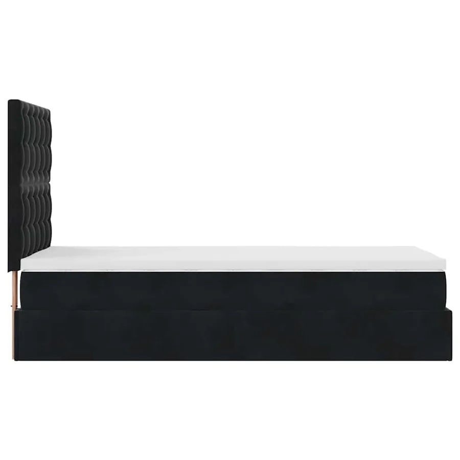 Cadre de lit ottoman avec matelas noir 90x190 cm velours - 9