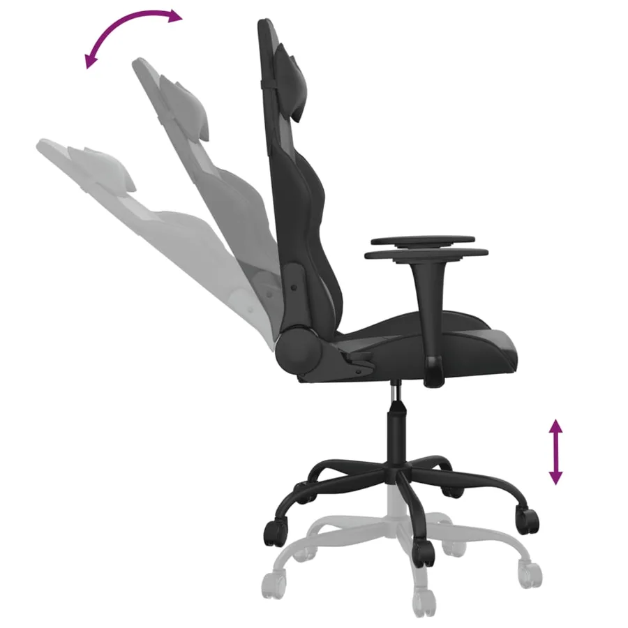 Chaise de jeu de massage noir similicuir - 6