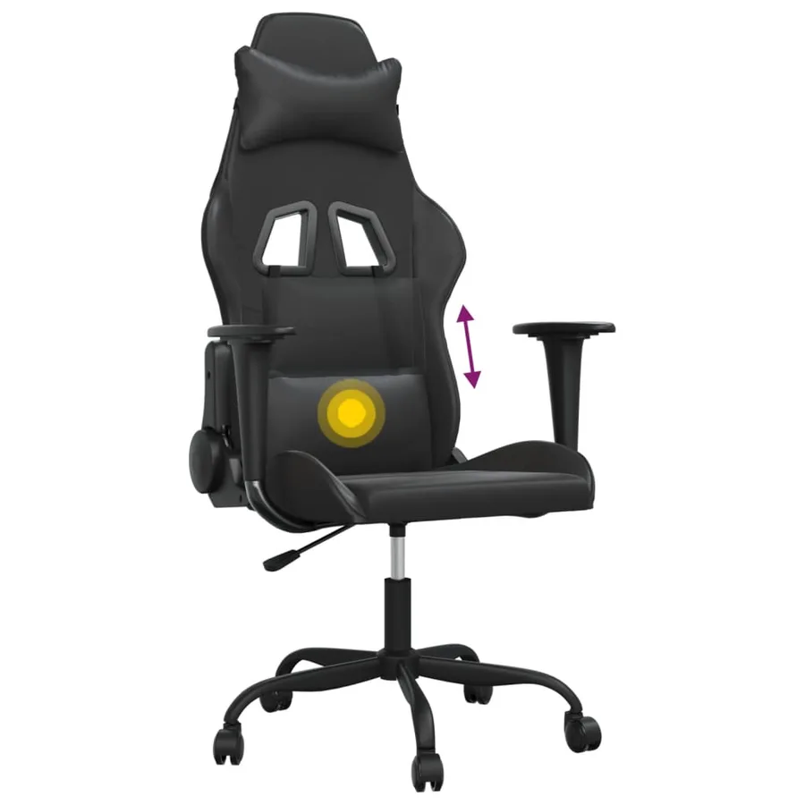 Chaise de jeu de massage noir similicuir - 7