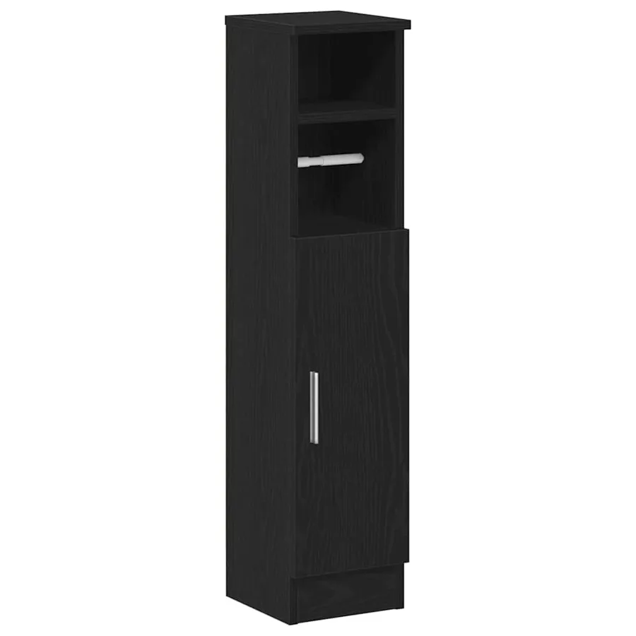 Meuble de salle de bain avec porte-rouleau noir 20,5x22x90 cm - 2