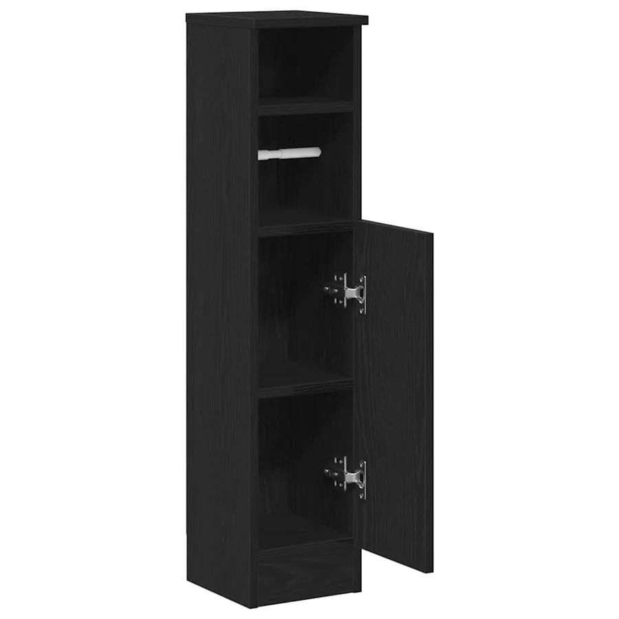 Meuble de salle de bain avec porte-rouleau noir 20,5x22x90 cm - 5