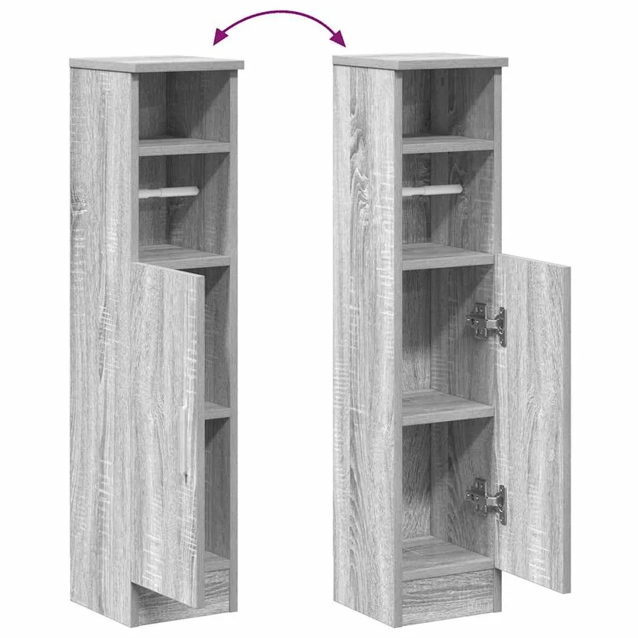 Meuble de salle de bain avec porte-rouleau sonoma gris - 8