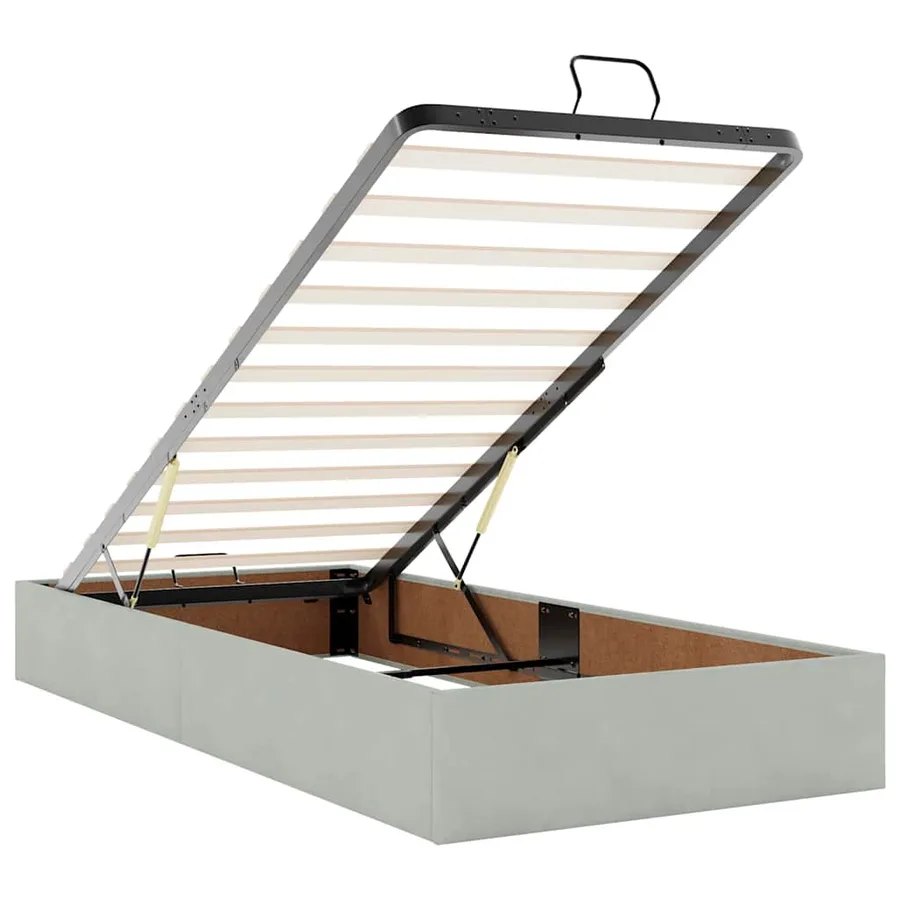 Cadre de lit ottoman et matelas gris clair 90x190 cm velours - 12