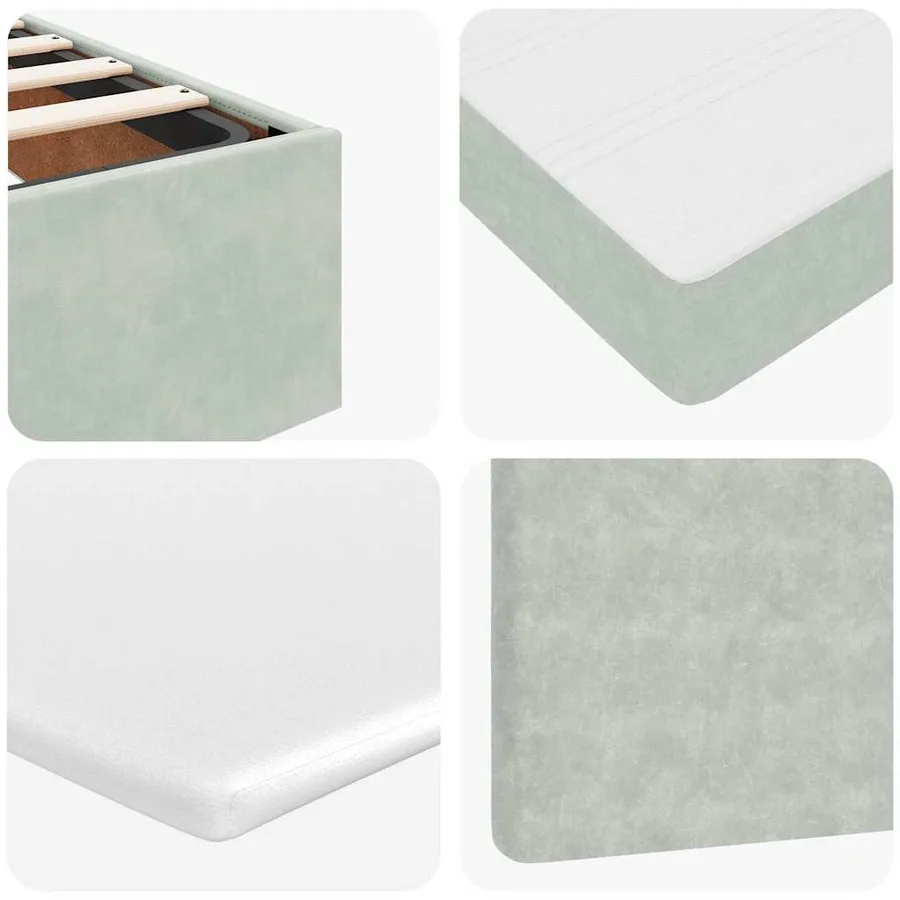Cadre de lit ottoman et matelas gris clair 90x190 cm velours - 14