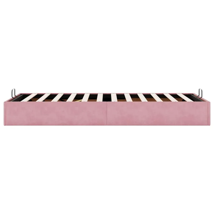 Cadre de lit ottoman sans matelas rose 90x190 cm velours - 8