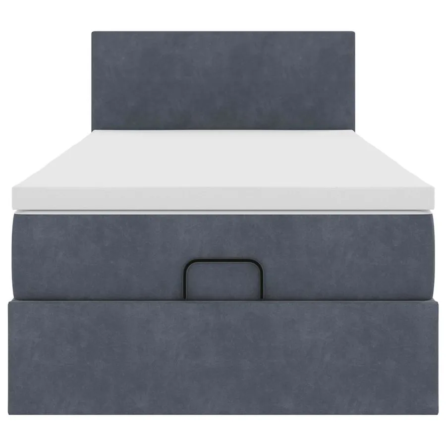 Cadre de lit ottoman avec matelas gris foncé 90x190 cm velours - 8