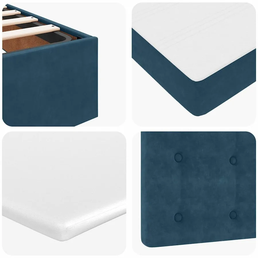 Cadre de lit ottoman avec matelas bleu foncé 90x190 cm velours - 14