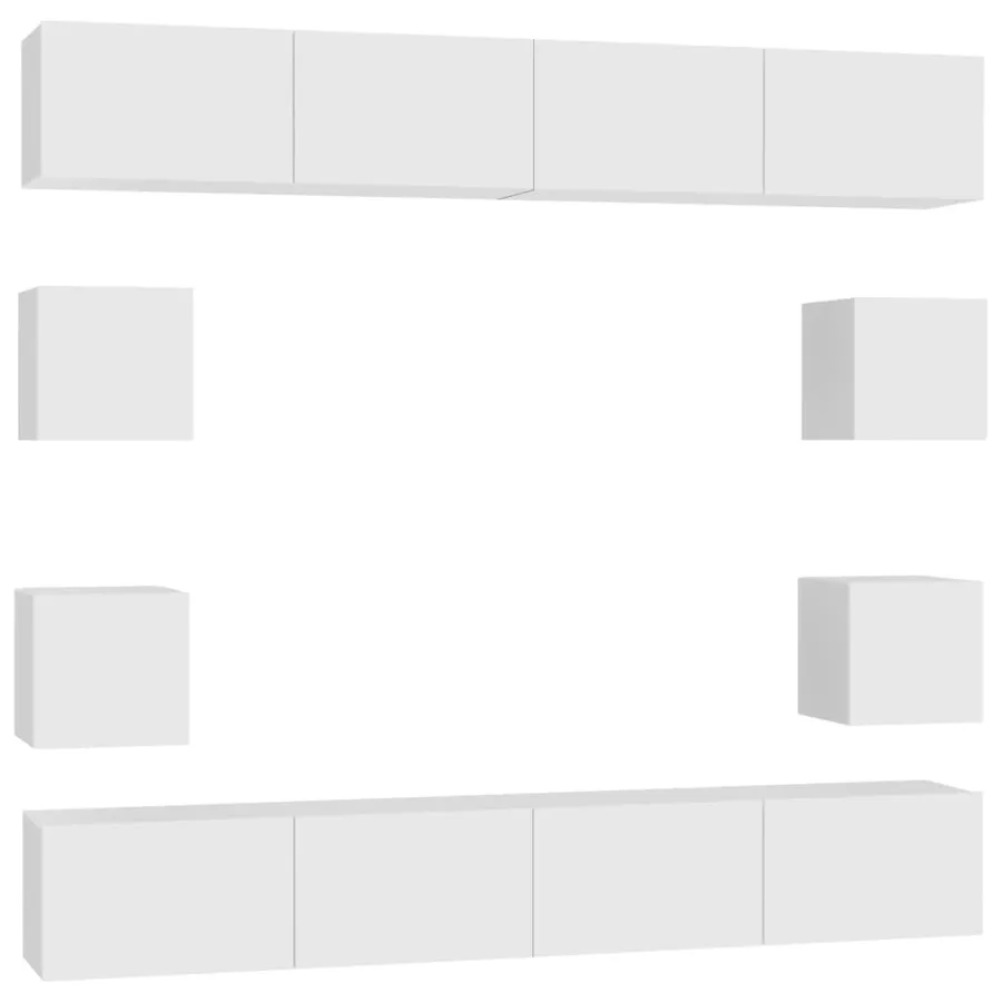 Ensemble de meubles TV 8 pcs Blanc Bois d'ingénierie - 2