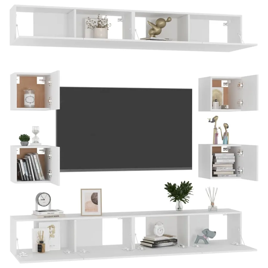 Ensemble de meubles TV 8 pcs Blanc Bois d'ingénierie - 5