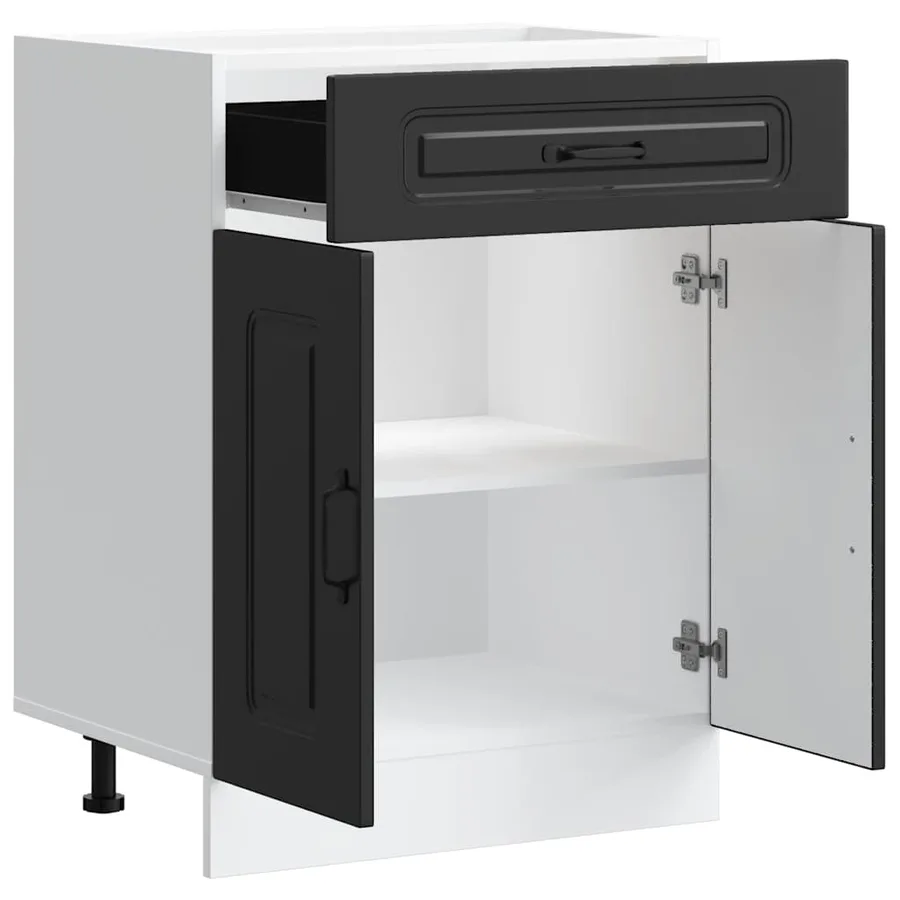 Armoire de cuisine Kalmar noir bois d'ingénierie - 5