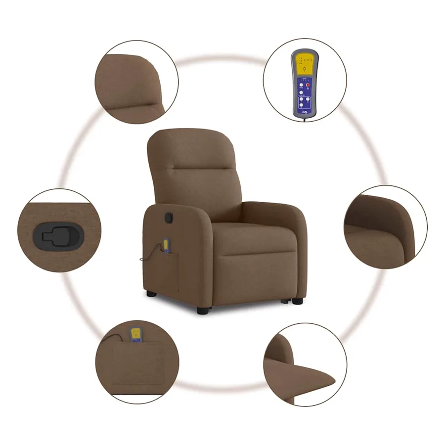 Fauteuil de massage inclinable Marron Tissu - 10