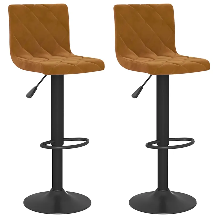 Tabourets de bar lot de 2 marron velours - 2