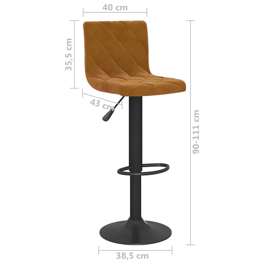 Tabourets de bar lot de 2 marron velours - 9