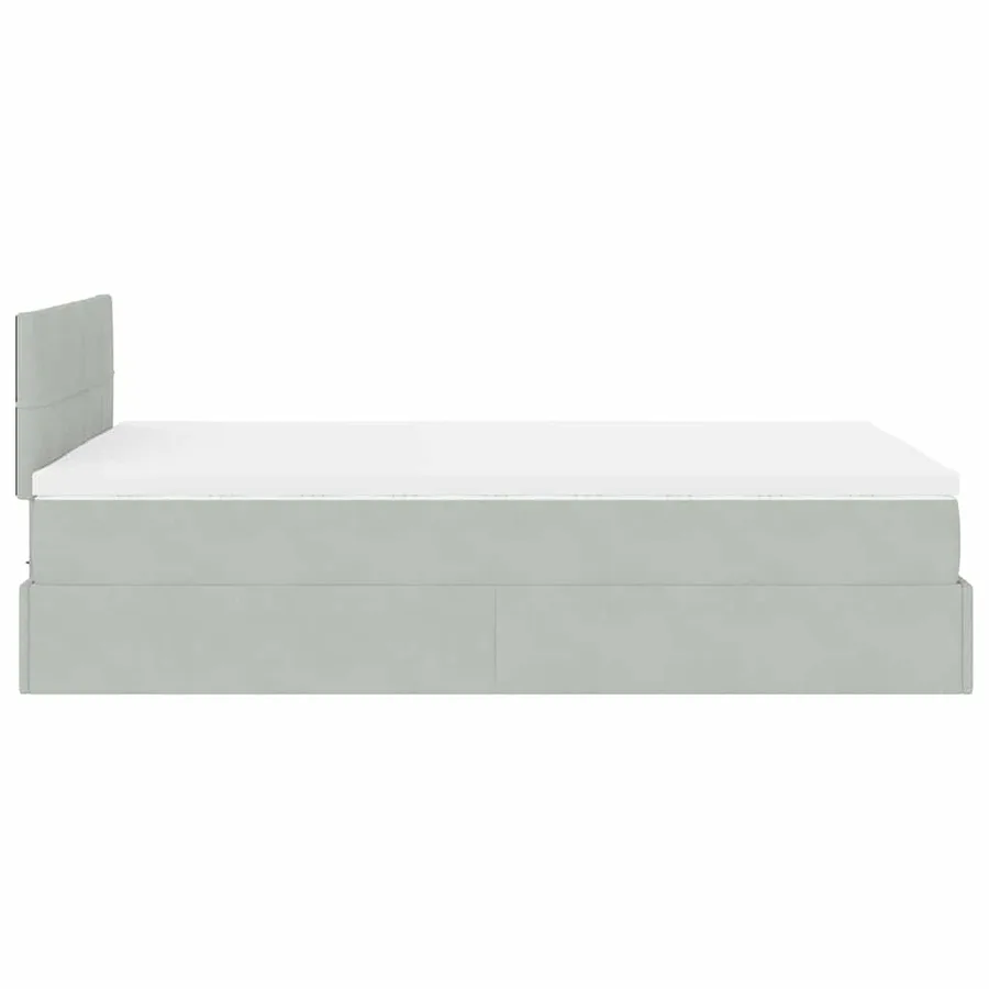 Cadre de lit ottoman et matelas gris clair 120x200 cm velours - 8