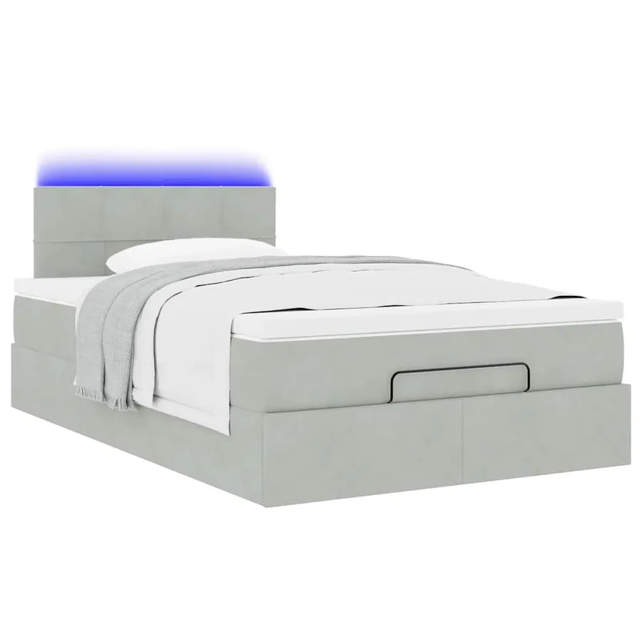 Cadre de lit ottoman et matelas gris clair 120x200 cm velours - 3