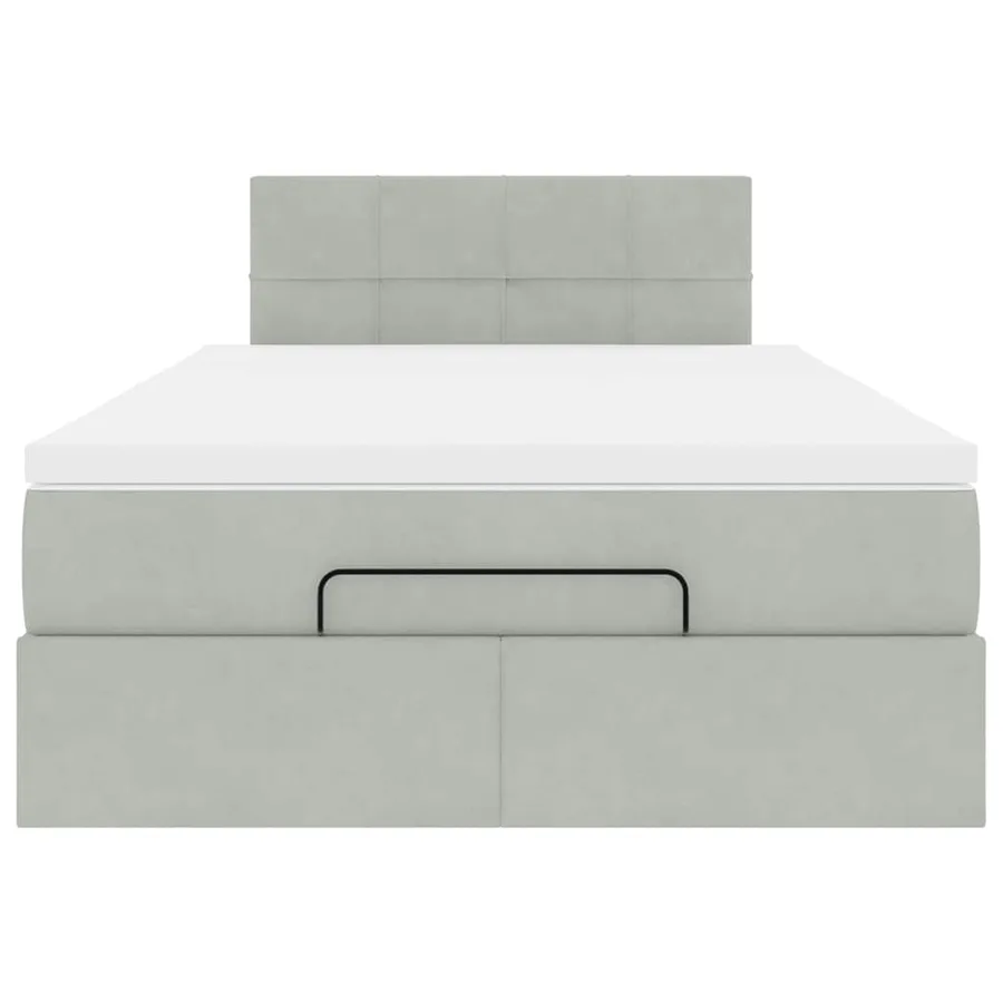 Cadre de lit ottoman et matelas gris clair 120x200 cm velours - 6