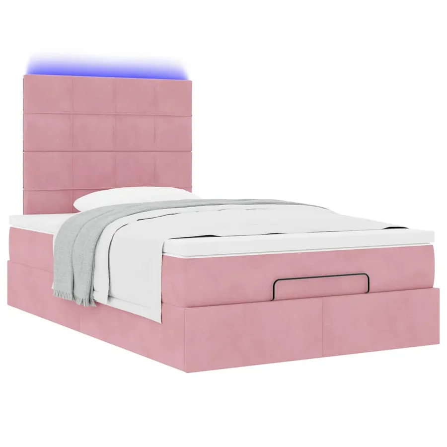Cadre de lit ottoman avec matelas rose 120x190 cm velours - 6