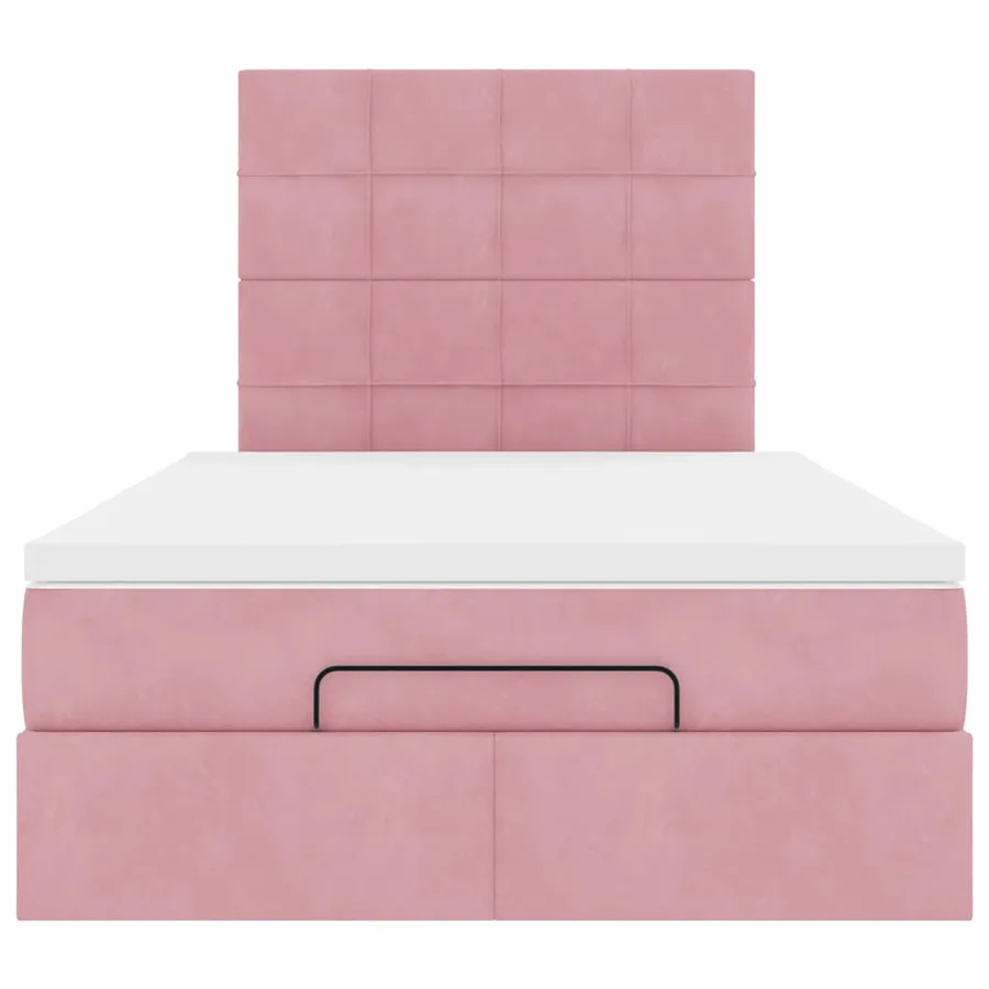 Cadre de lit ottoman avec matelas rose 120x190 cm velours - 8