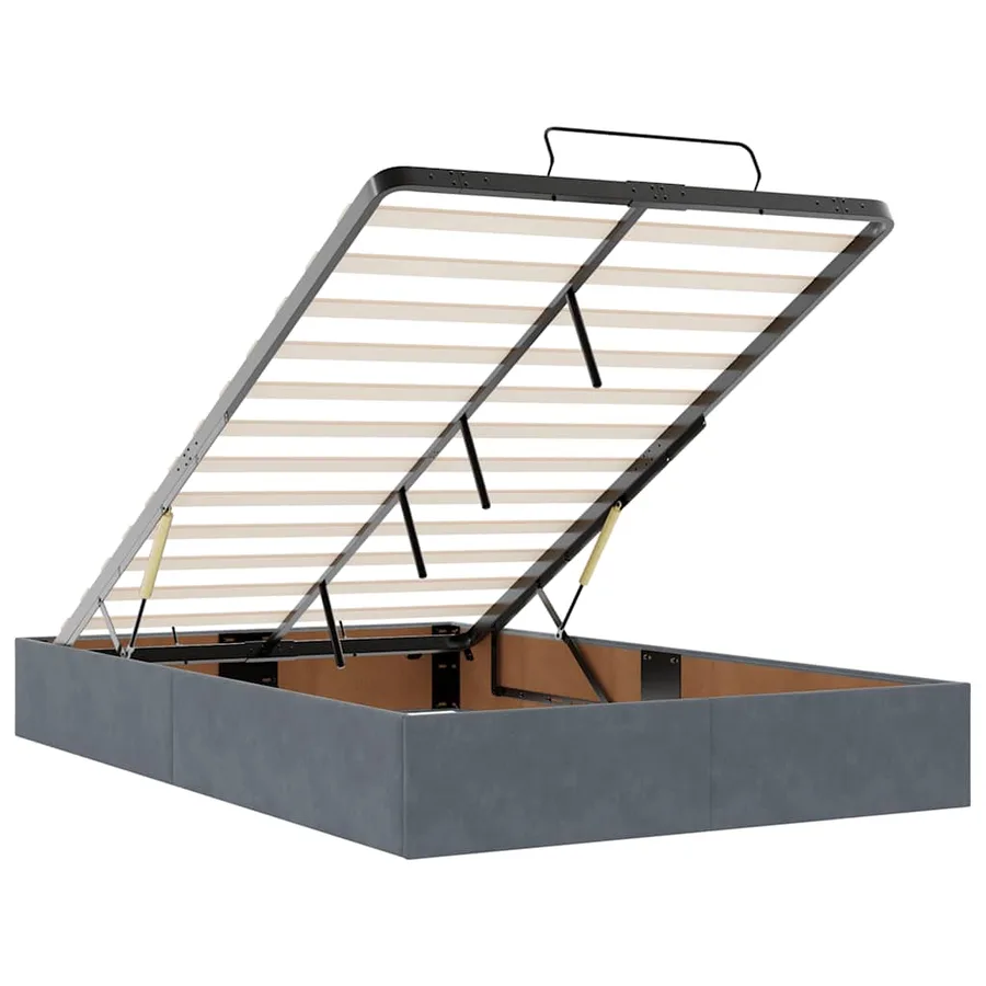 Lit ottoman avec matelas gris foncé 120x190 cm velours - 11