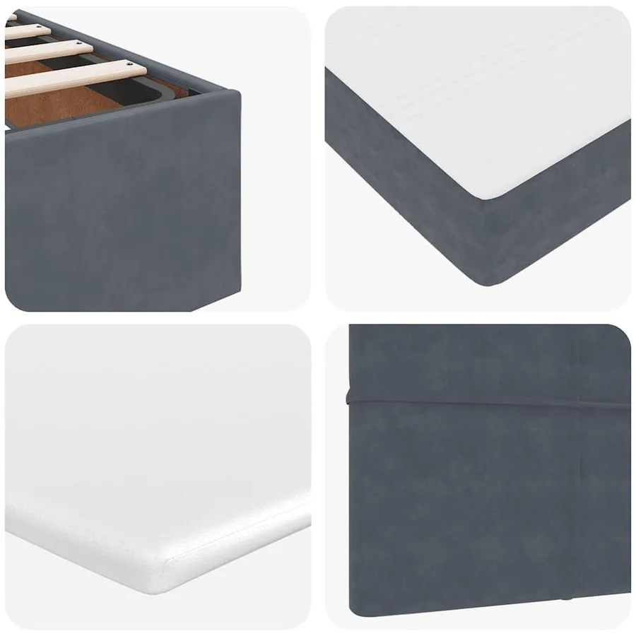 Cadre de lit ottoman avec matelas gris foncé 120x190 cm velours - 14