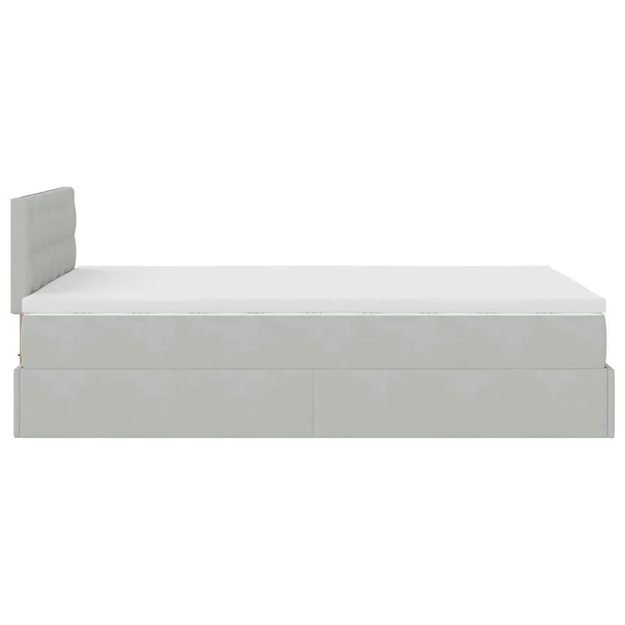 Cadre de lit ottoman et matelas gris clair 120x200 cm velours - 11