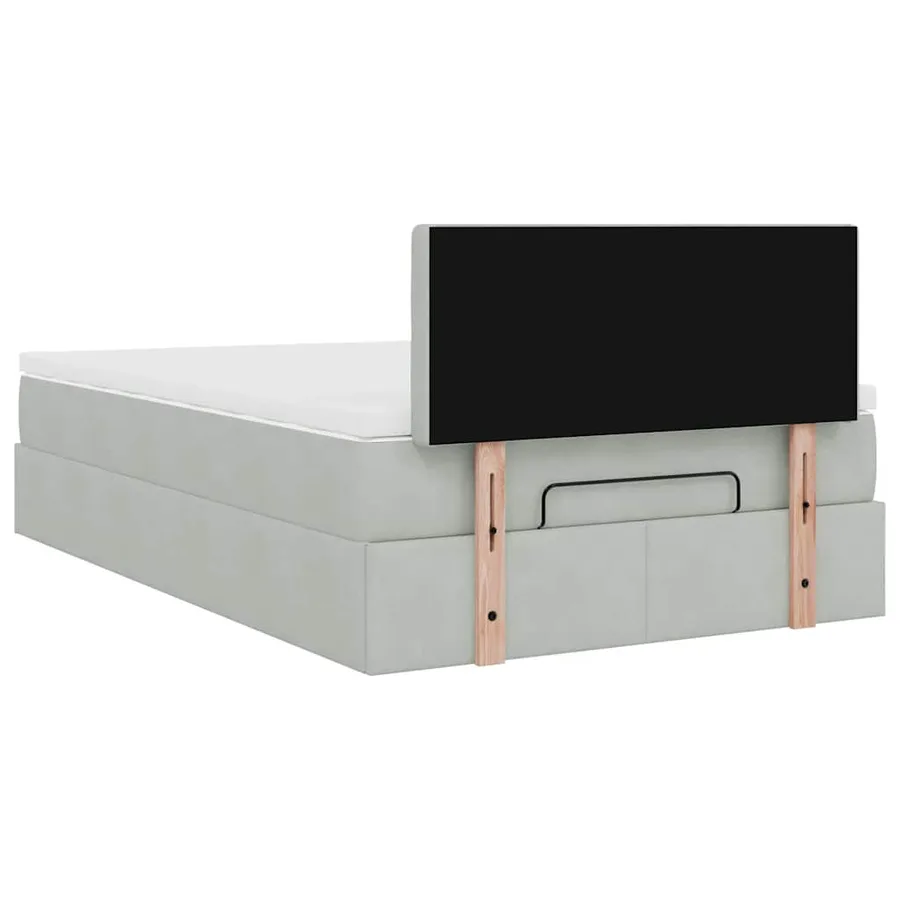 Cadre de lit ottoman et matelas gris clair 120x200 cm velours - 12