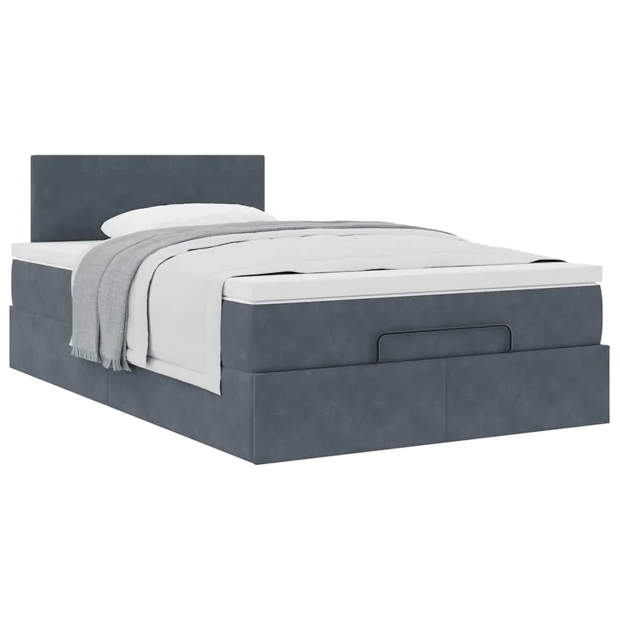 Lit ottoman avec matelas gris foncé 120x190 cm velours - 5