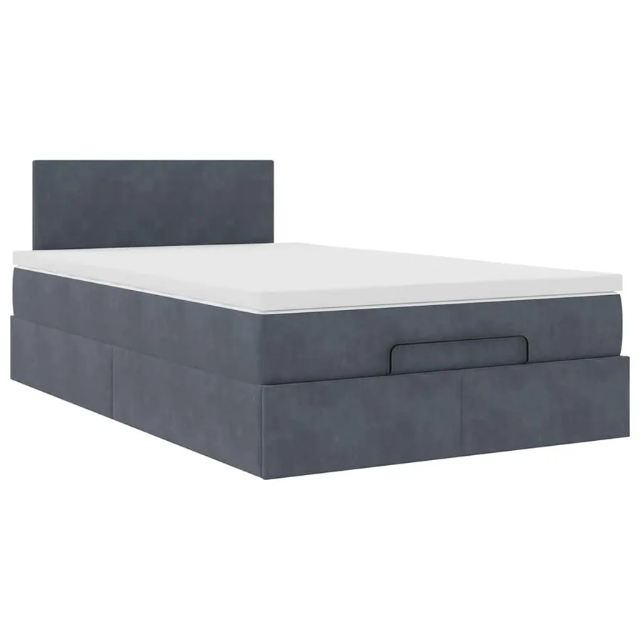 Lit ottoman avec matelas gris foncé 120x190 cm velours - 6
