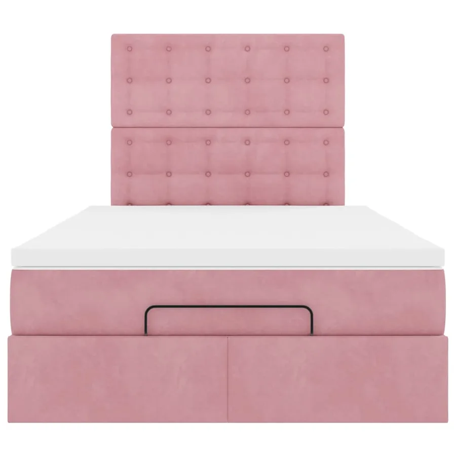 Cadre de lit ottoman avec matelas rose 120x190 cm velours - 7