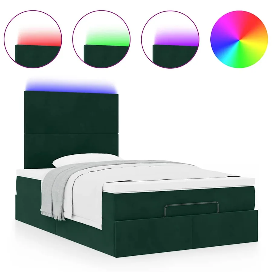 Cadre de lit ottoman avec matelas vert foncé 120x190 cm velours - 5