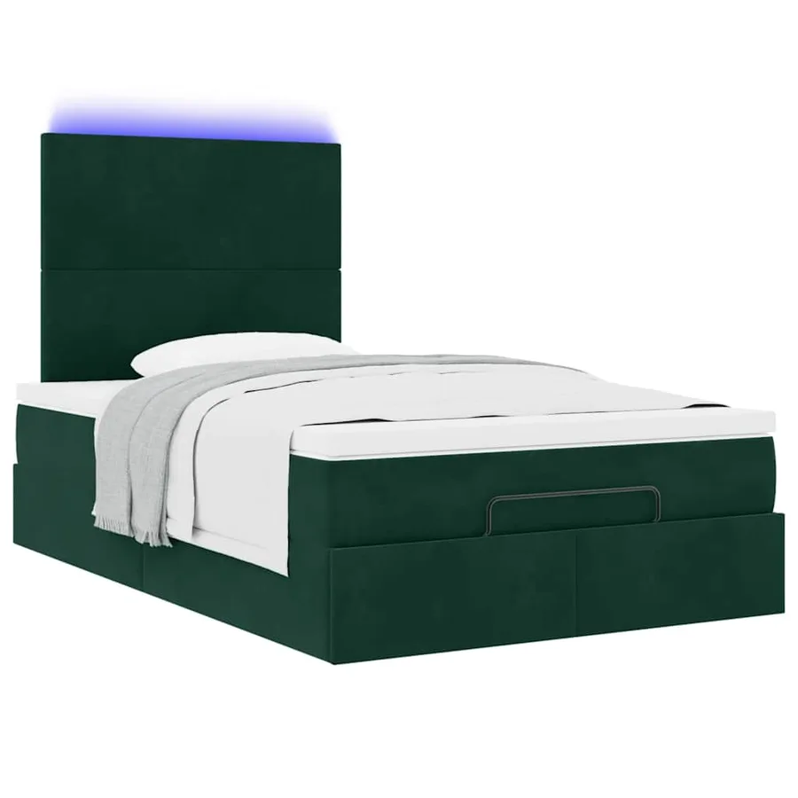Cadre de lit ottoman avec matelas vert foncé 120x190 cm velours - 6