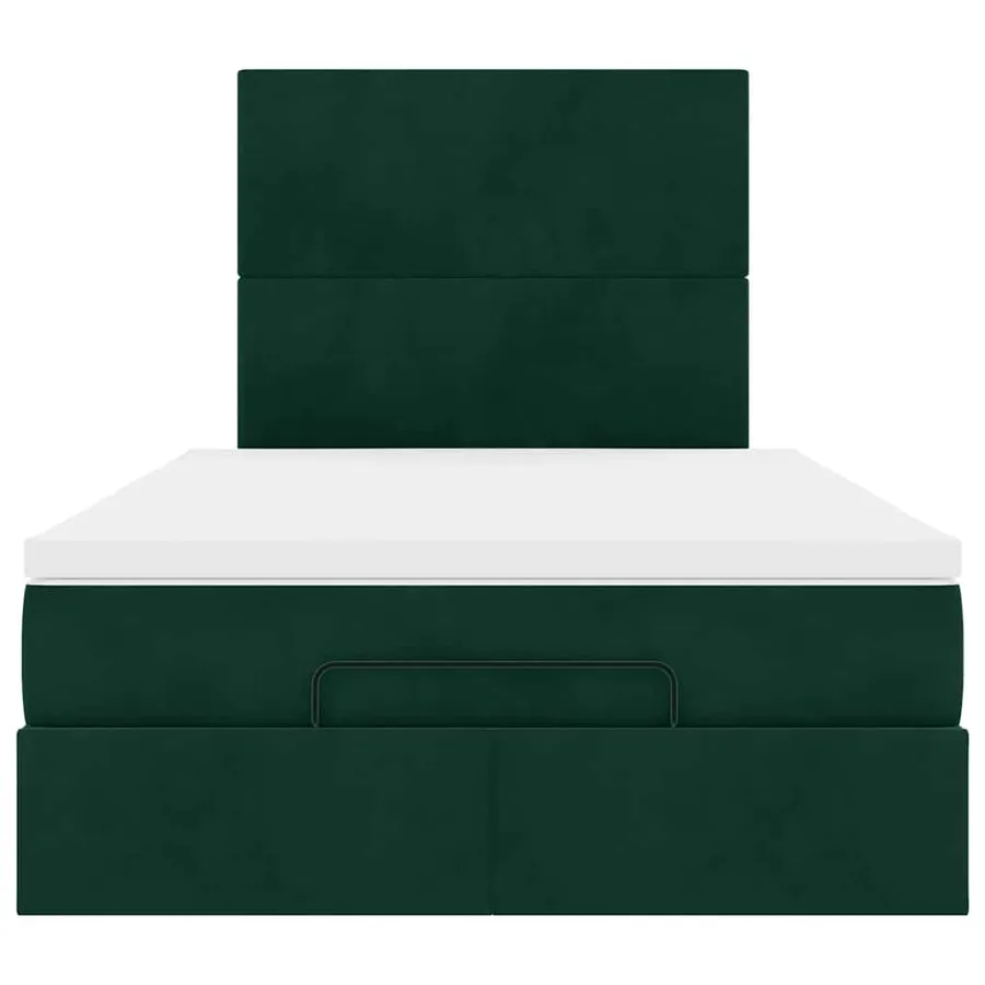 Cadre de lit ottoman avec matelas vert foncé 120x190 cm velours - 8