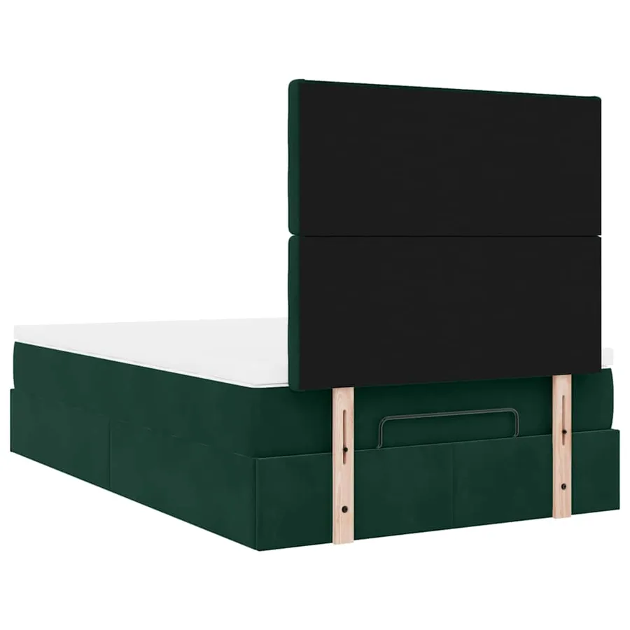 Cadre de lit ottoman avec matelas vert foncé 120x190 cm velours - 9