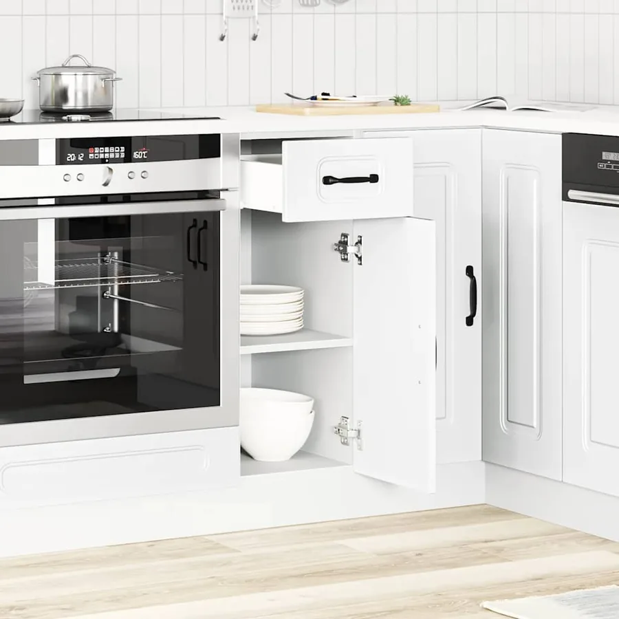 Armoire de cuisine Kalmar blanc bois d'ingénierie