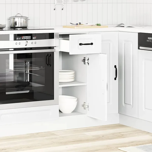 Armoire de cuisine Kalmar blanc bois d'ingénierie