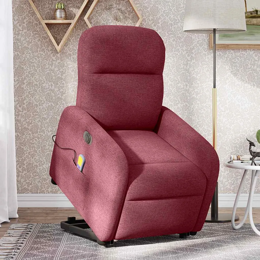Fauteuil inclinable de massage électrique Rouge bordeaux Tissu - 2